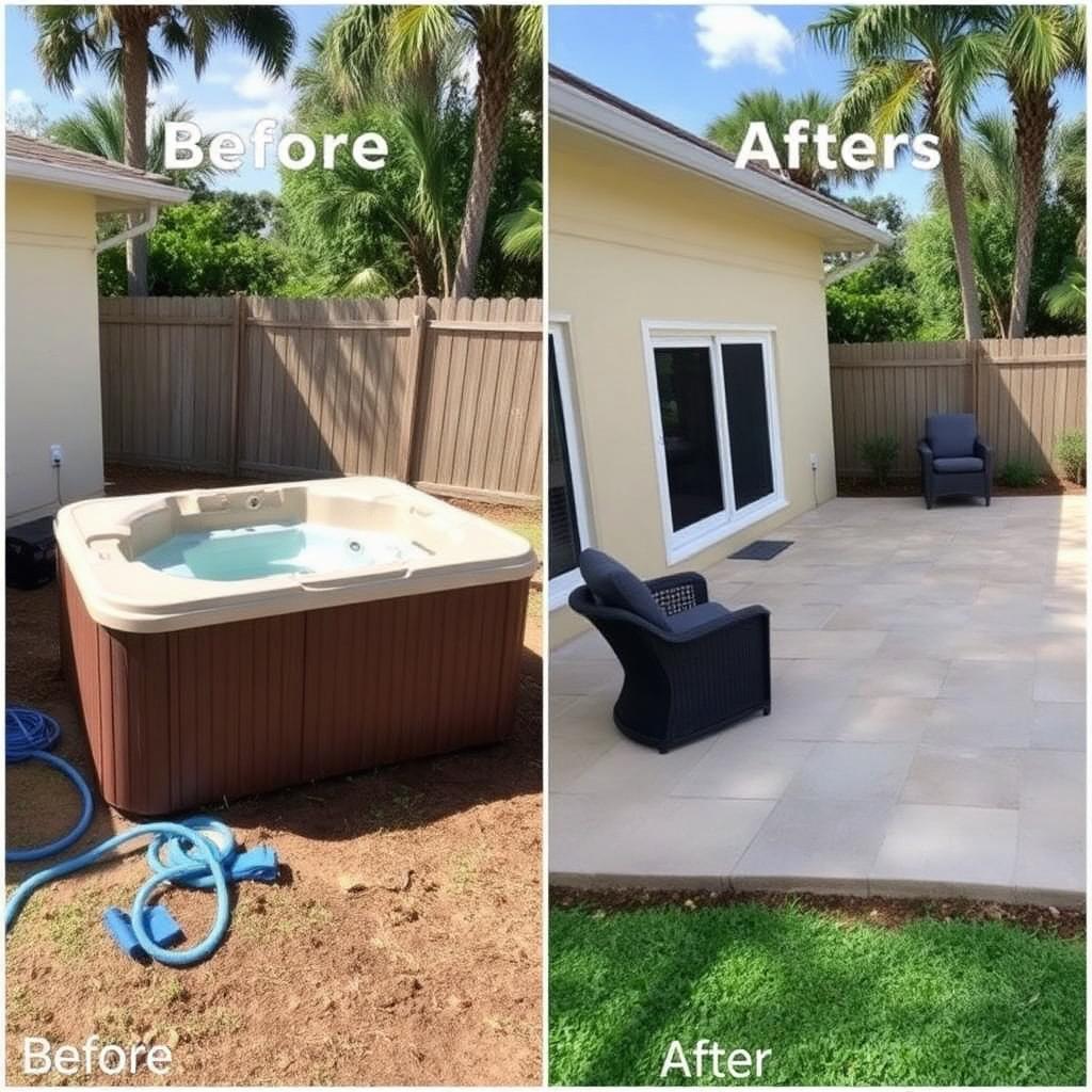 Hot Tub Removal before and after in Coral Springs